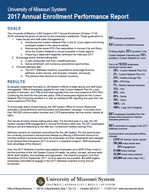 click here to open the one-page PDF of the 2017 Annual Enrollment Performance Report