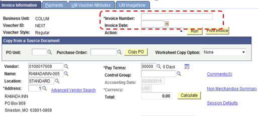 Invoice Number and Date