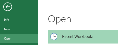 open recent workbooks