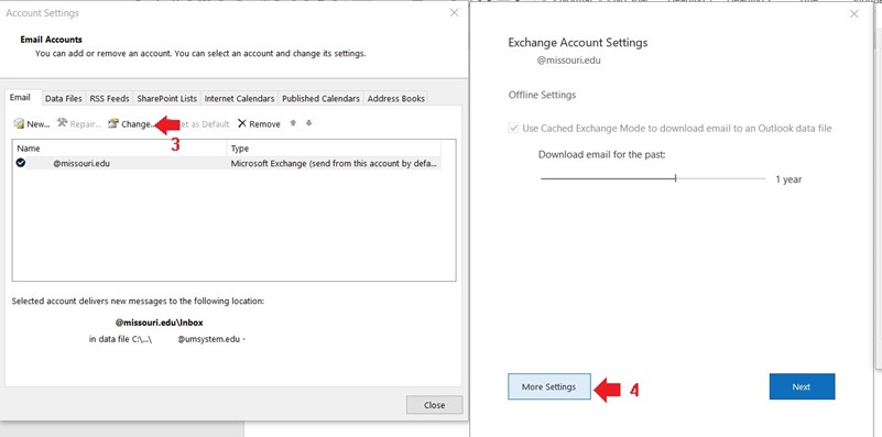 adding email account settings