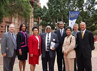 President Floyd and the UM delegation with Professor Jan Persens on the UWC campus