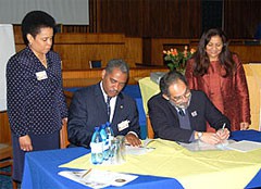 President Elson S. Floyd and Rector Brian O’Connell with Angela Bennett and Beryl Kerr