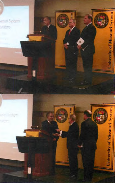 Rector Brian O'Connell, UM Curator Donald Cupps, and UM President Timothy Wolfe