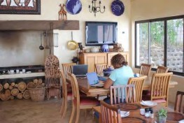 Working in an interior home room