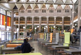 Inside a library on campus