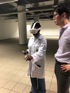 Two researchers performing research activity