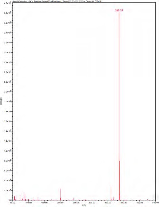 MS spectra extracted from fraction 4 of compound with the retention time of 4.429 minute