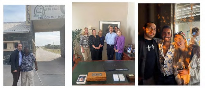 (Left): Photo with a former prisoner of Robben Island. (Center): Photo with the staff of the F.W. de Klerk Foundation. (Right): Photo with roomies at Observatory.