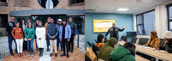 Marvin Carolina Jr. with youth small business owners in Cape Town, South Africa