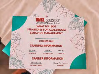 The certificate of completion awarded to the participants