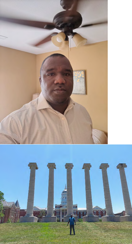 A photo from within the room, and then a photo in front of the Mizzou columns