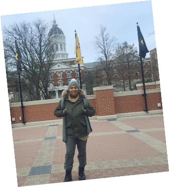 Johan standing in front of Jesse Hall in Columbia