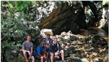 Hikers on a team building hike.