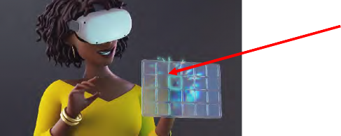 Visual representation of hands in VR simulation to tap