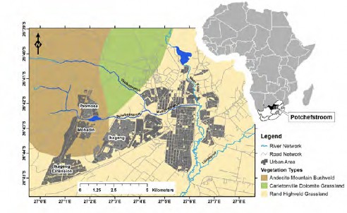 A map of Potchefstroom.