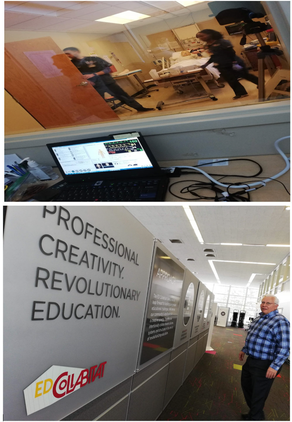 Observing in a hospital lab and a photo of an Ed Collabitat board