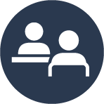 Blue image of two colleagues working