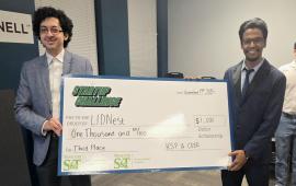 Omar Rinchi, a Ph.D. candidate in computer engineering; and Nawfal Guefrachi, a Ph.D. candidate in computer engineering. Photo by Shannon Young.