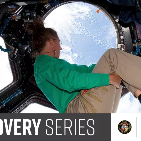 Sandra Magnus in orbit inside the ISS