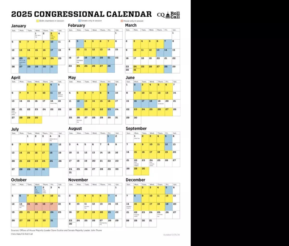 2025 Congressional Calendar
