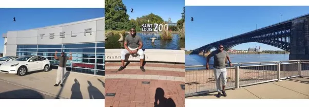 Visiting sites around St. Louis. Details in caption.