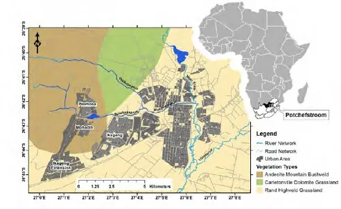 Map showing ecological and socioeconomic gradients in Potchefstroom