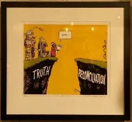 Cartoon about the role of Archbishop Desmond Tutu in the South African Truth and Reconciliation Commission.