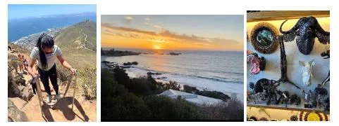 Ashely-Ann hiking Lion's Head, sunset at Clifton Beach, crafts at the market
