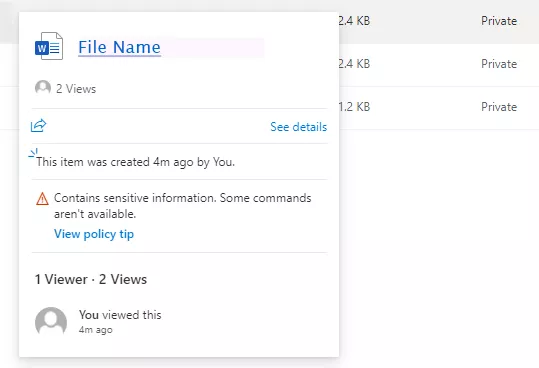 pop up window showing viewers of a document