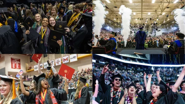 Photos of students from all campuses celebrating graduation