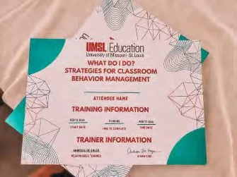 The certificate of completion awarded to the participants