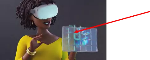 Visual representation of hands in VR simulation to tap