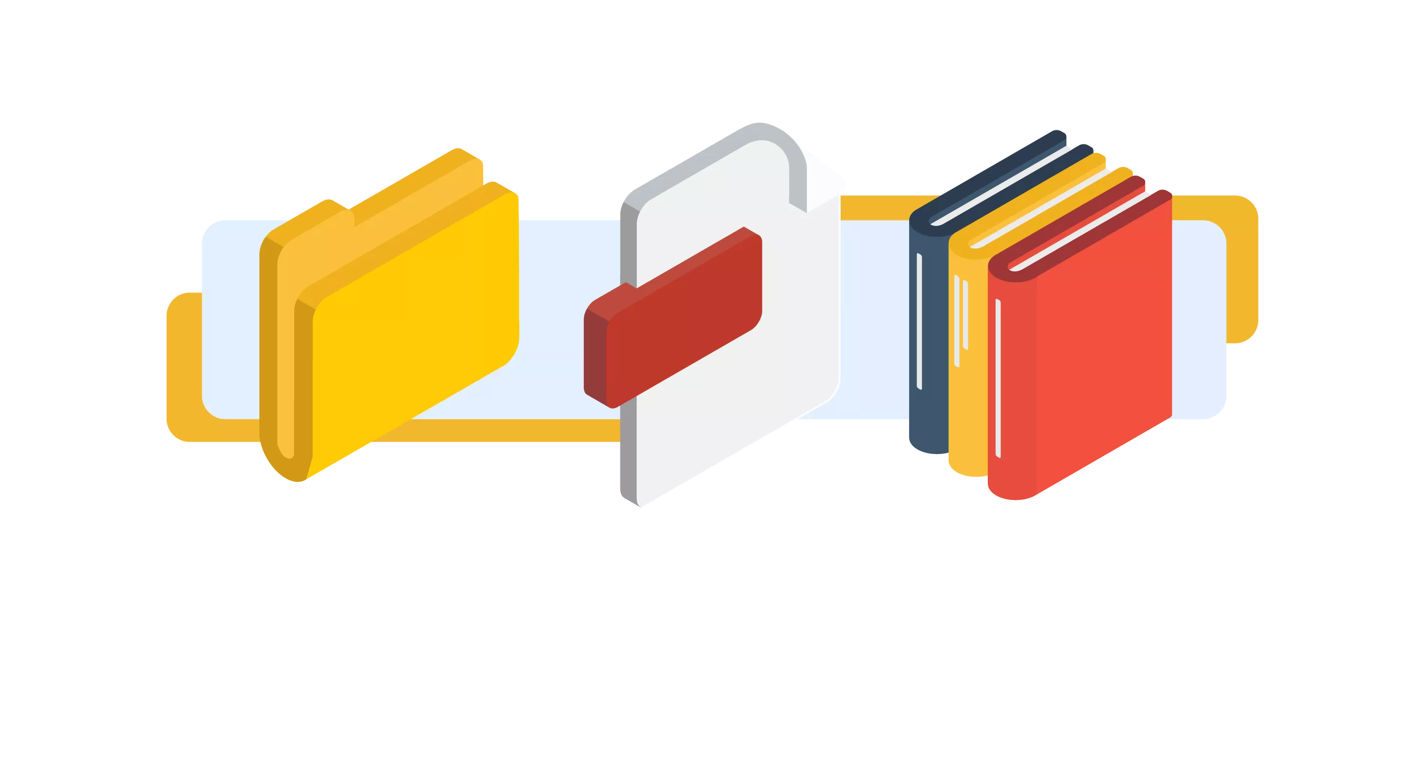 Icons related to records management, including file folder, document and stack of books.