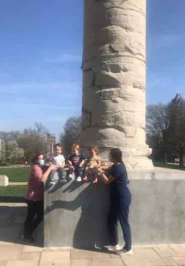 Students and educators at the Columns at the University of Missouri-Columbia.